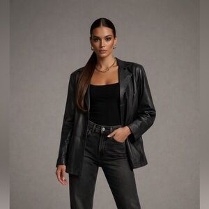 Danier Women's Classic Black Leather Jacket